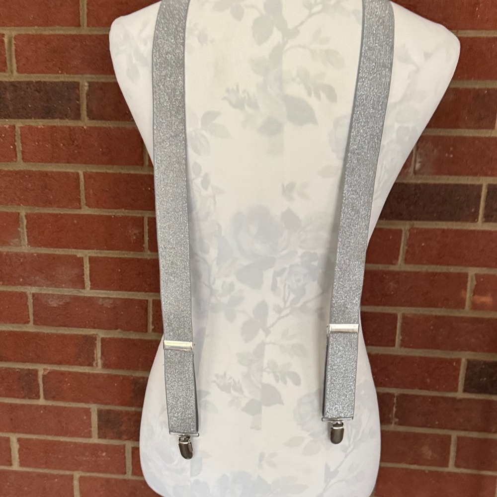Silver Glitter Suspenders